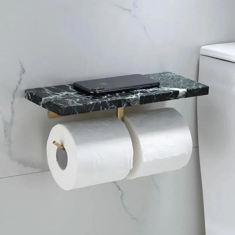 Brass Marble Toilet Paper Holder Nordic Brushed Gold Roll Paper Holder -Bathlova