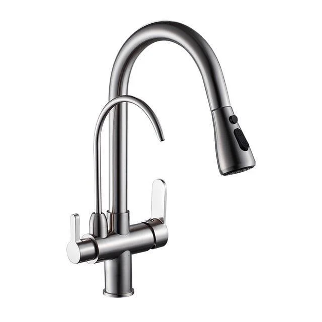 Brass Multifunction Three Ways Kitchen Pull Out Tap Sink Mixer Tap For Kitchen -Bathlova