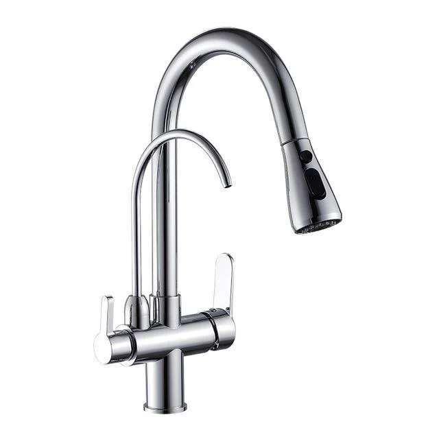 Brass Multifunction Three Ways Kitchen Pull Out Tap Sink Mixer Tap For Kitchen -Bathlova