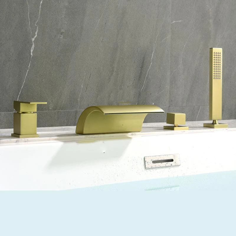 Brass Roman Bathtub Tap Waterfall Spout Tub Tap with Hand Shower -Bathlova