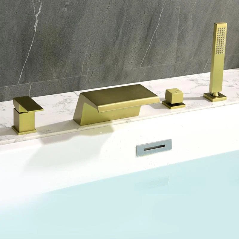 Brass Roman Bathtub Tap Waterfall Spout Tub Tap with Hand Shower -Bathlova