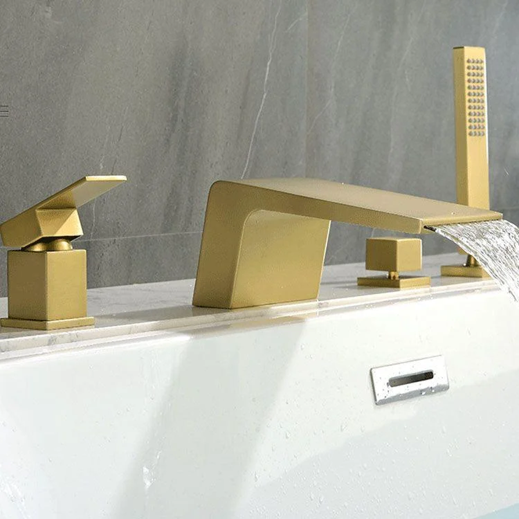 Brass Roman Bathtub Tap Waterfall Spout Tub Tap with Hand Shower -Bathlova