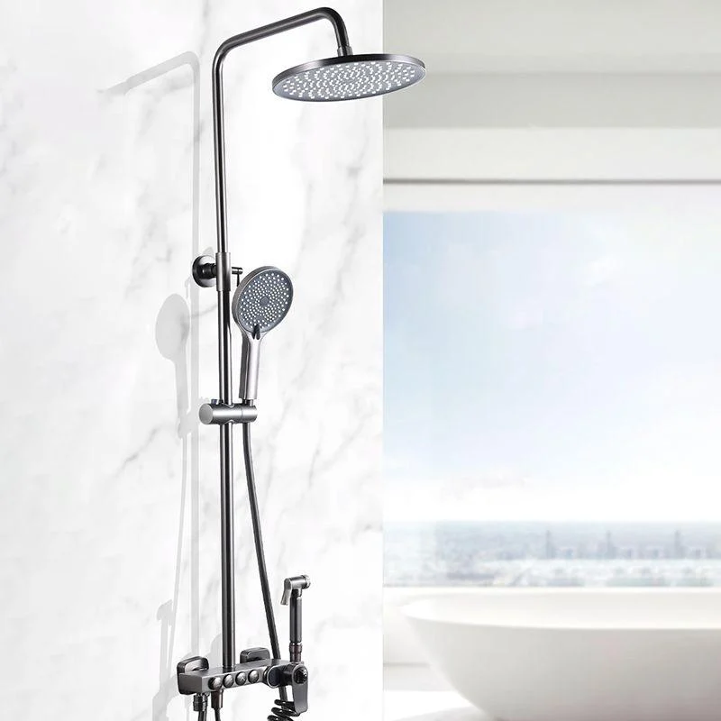 Brass Round Shower System Thermostatic Slide Bar Included Shower Set -Bathlova