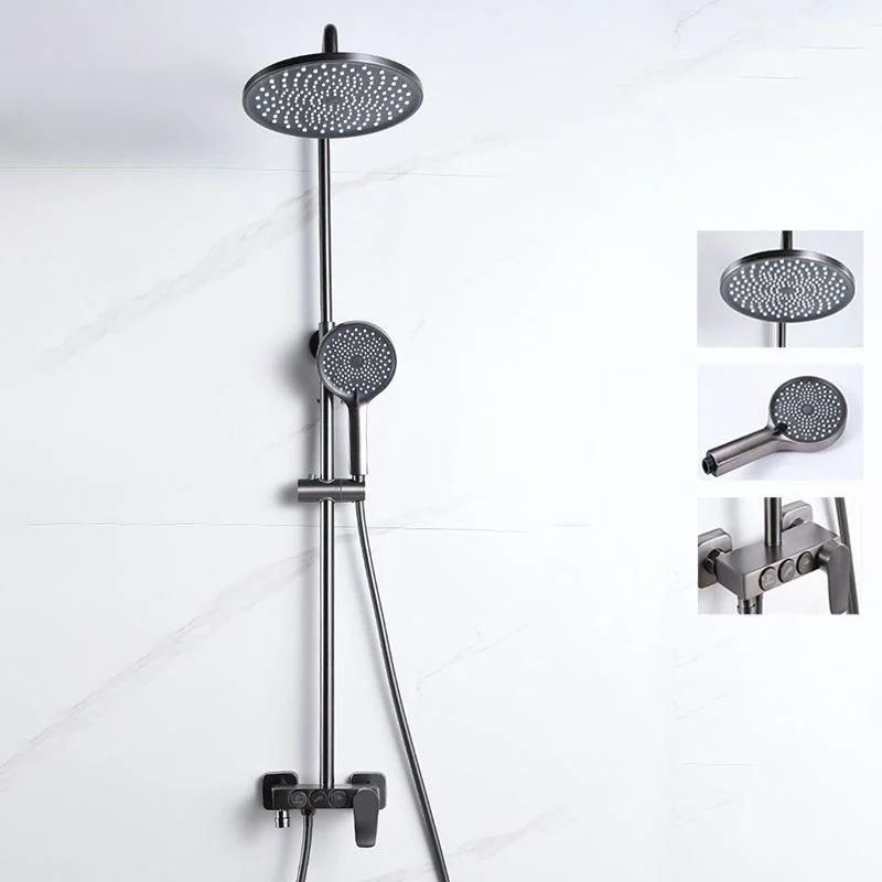 Brass Round Shower System Thermostatic Slide Bar Included Shower Set -Bathlova