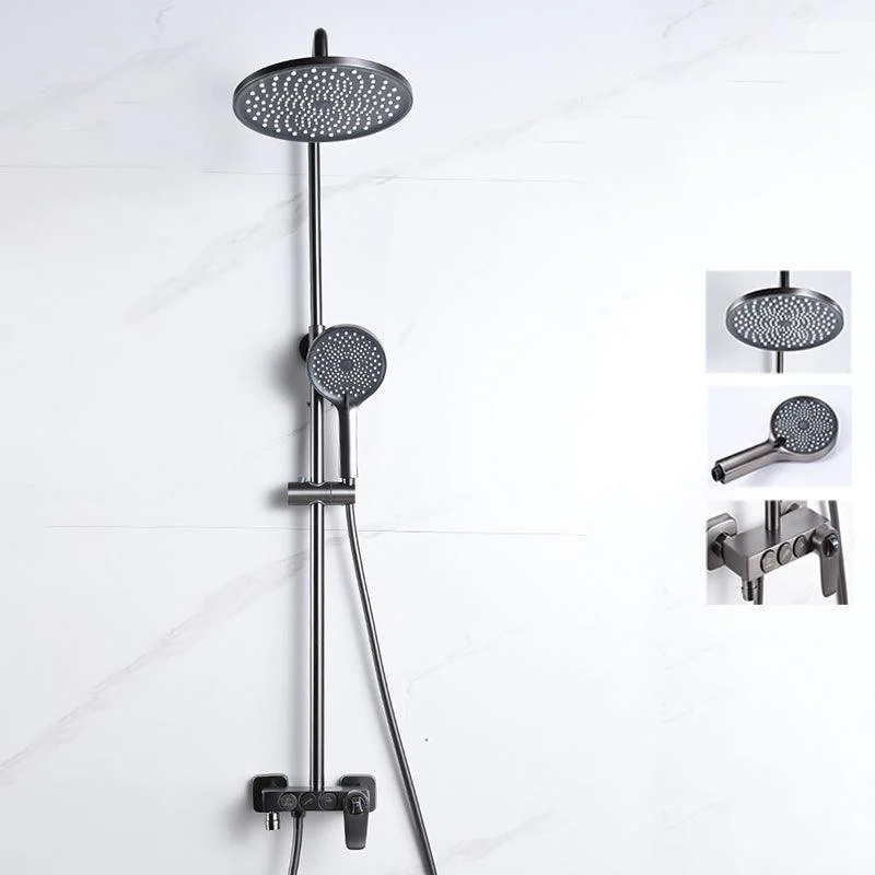 Brass Round Shower System Thermostatic Slide Bar Included Shower Set -Bathlova