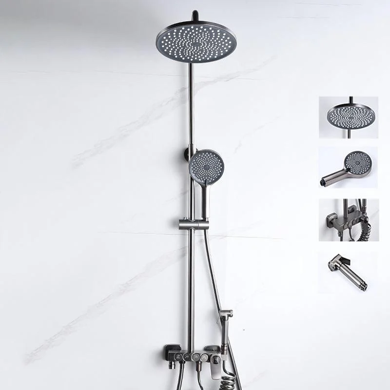 Brass Round Shower System Thermostatic Slide Bar Included Shower Set -Bathlova