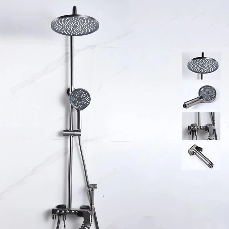 Brass Round Shower System Thermostatic Slide Bar Included Shower Set -Bathlova