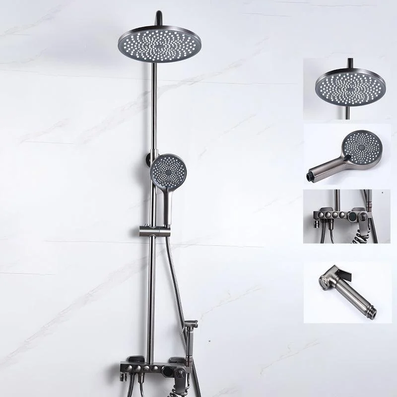 Brass Round Shower System Thermostatic Slide Bar Included Shower Set -Bathlova