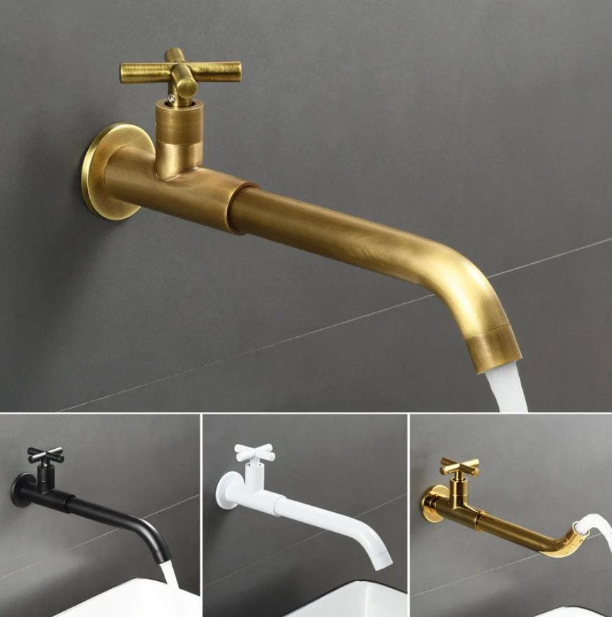 Brass Single Cold In To Wall Tap Black Basin Balcony Tap -Bathlova