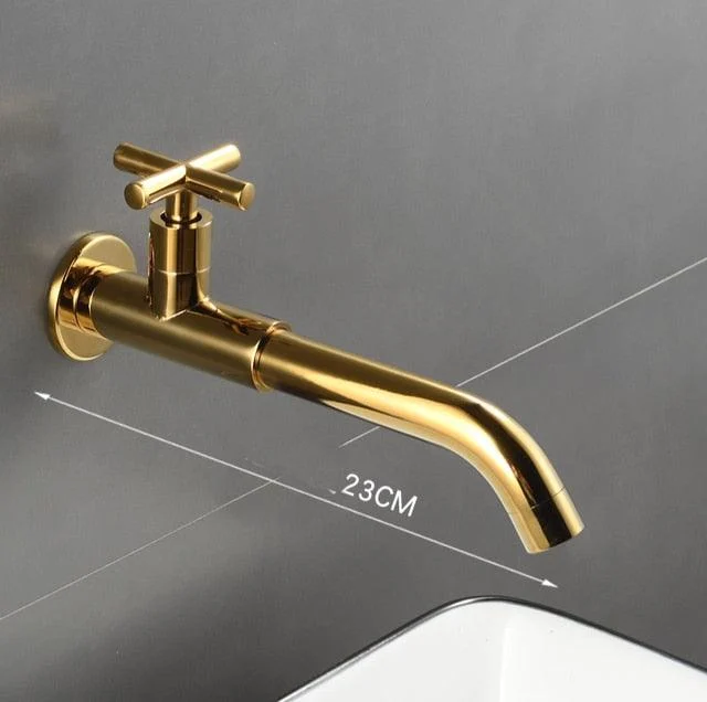 Brass Single Cold In To Wall Tap Black Basin Balcony Tap -Bathlova