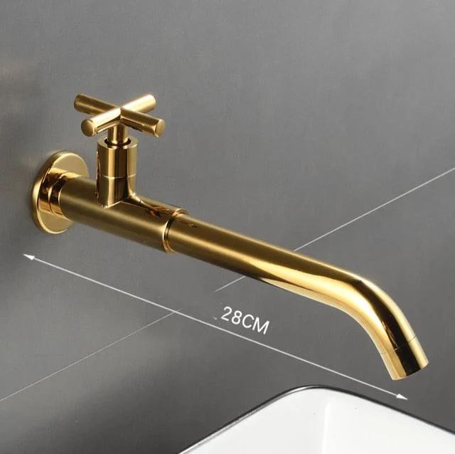 Brass Single Cold In To Wall Tap Black Basin Balcony Tap -Bathlova