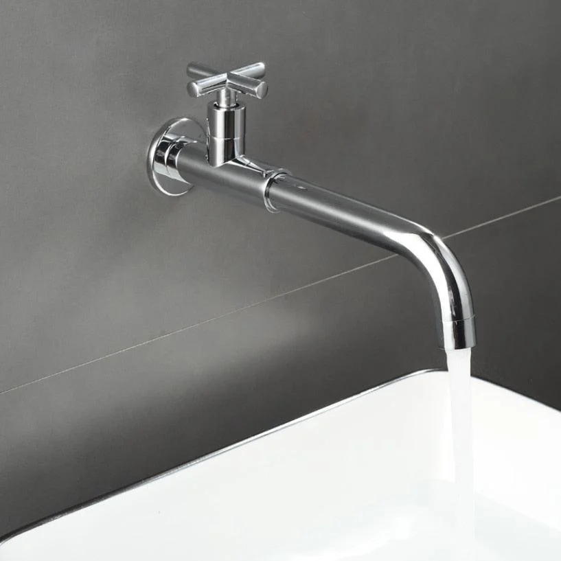 Brass Single Cold In To Wall Tap Black Basin Balcony Tap -Bathlova