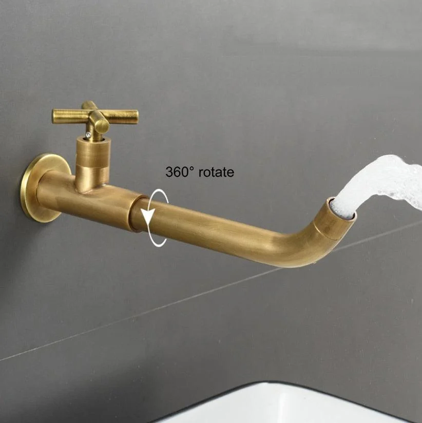 Brass Single Cold In To Wall Tap Black Basin Balcony Tap -Bathlova