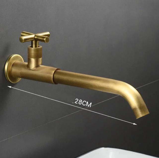 Brass Single Cold In To Wall Tap Black Basin Balcony Tap -Bathlova