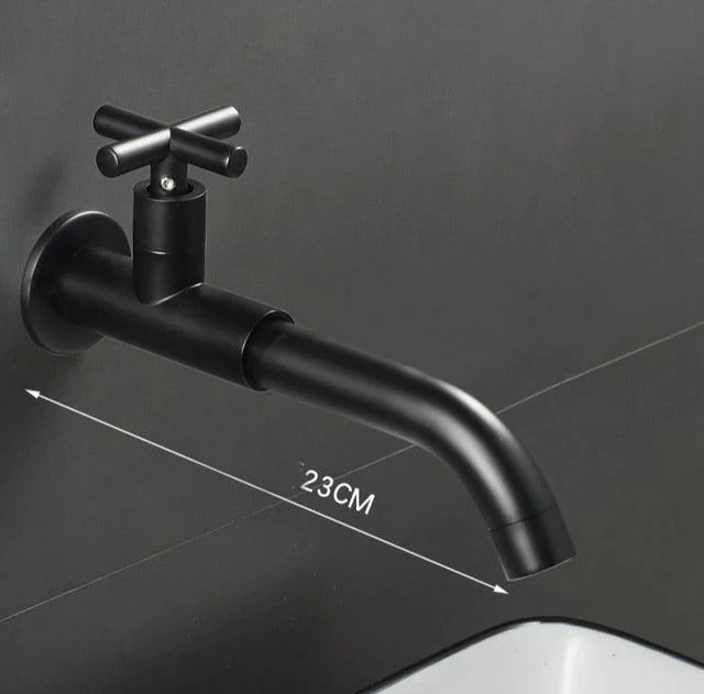 Brass Single Cold In To Wall Tap Black Basin Balcony Tap -Bathlova