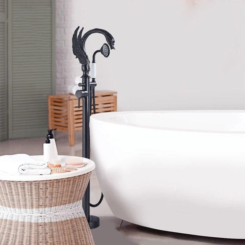 Brass Swan-shaped bathtub Tap Floor standing Hot and Cold Water Mixer Tap In 4 Colors -Bathlova