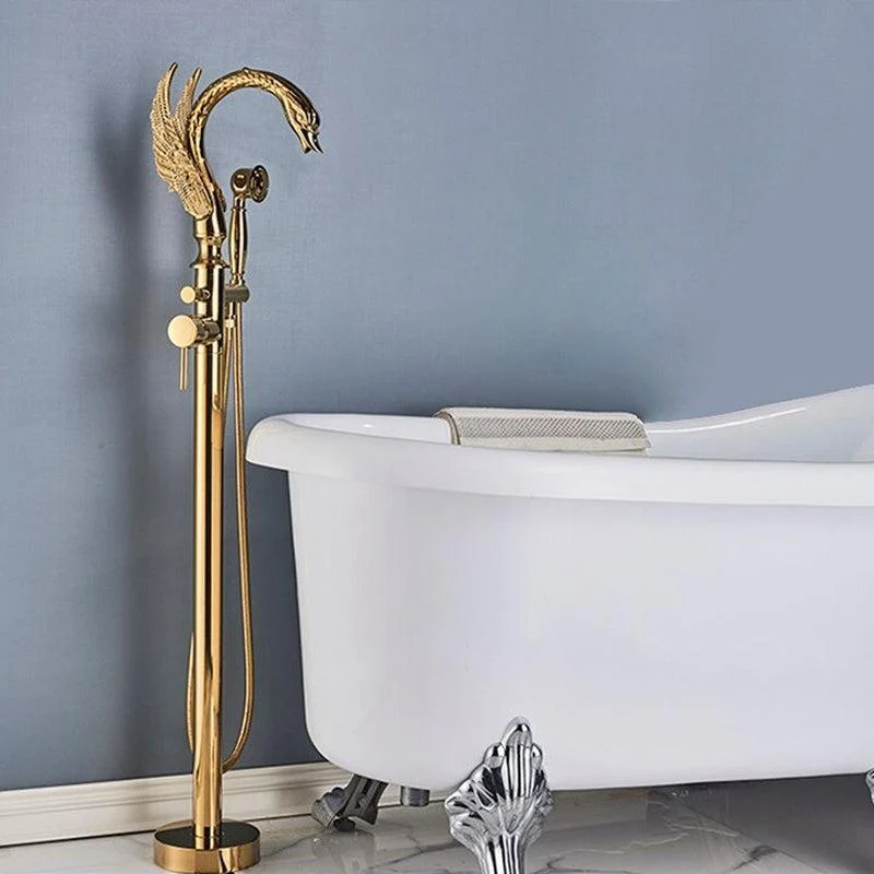 Brass Swan-shaped bathtub Tap Floor standing Hot and Cold Water Mixer Tap In 4 Colors -Bathlova