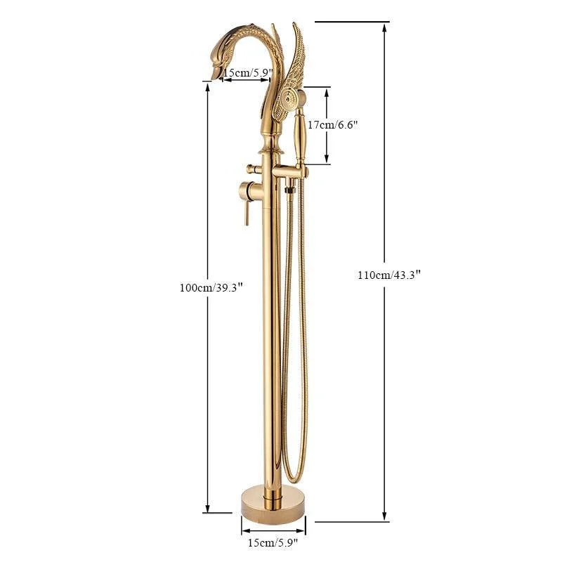 Brass Swan-shaped bathtub Tap Floor standing Hot and Cold Water Mixer Tap In 4 Colors -Bathlova