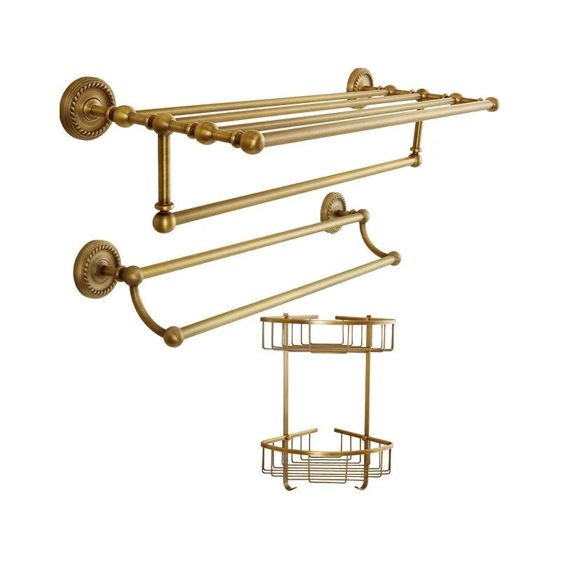 Brass Traditional Bathroom Accessory Set Vintage Bronze Bath Shelf/Towel Bar/Robe Hook -Bathlova