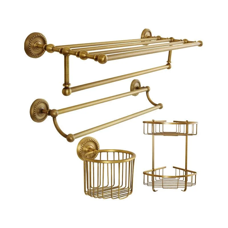 Brass Traditional Bathroom Accessory Set Vintage Bronze Bath Shelf/Towel Bar/Robe Hook -Bathlova