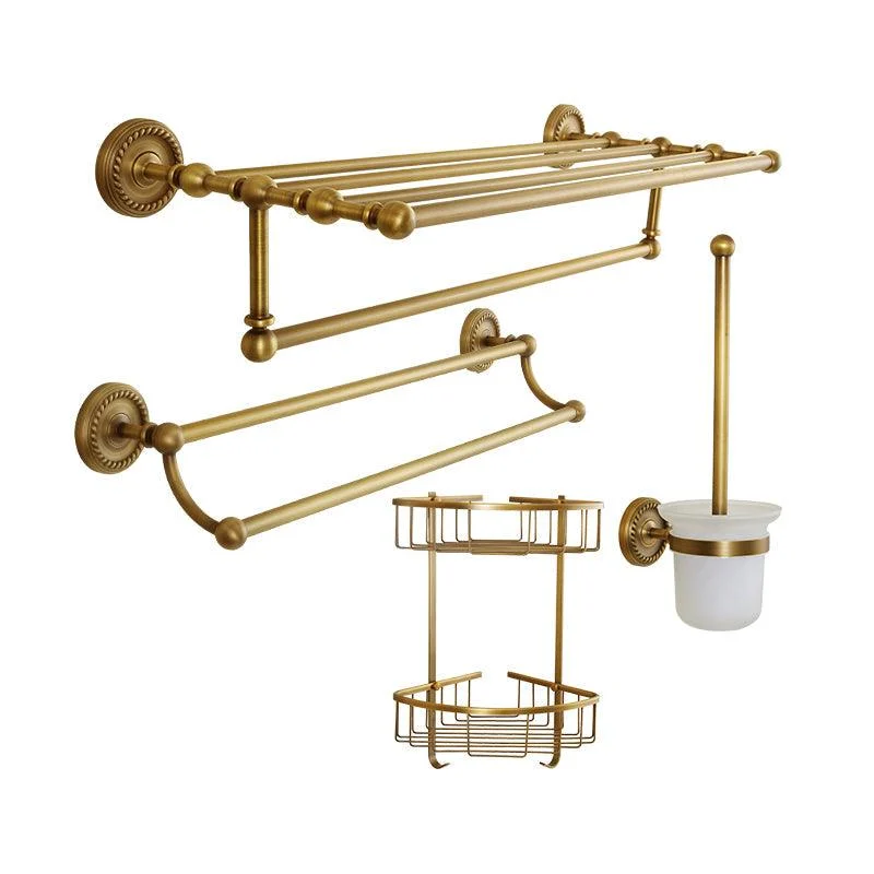 Brass Traditional Bathroom Accessory Set Vintage Bronze Bath Shelf/Towel Bar/Robe Hook -Bathlova