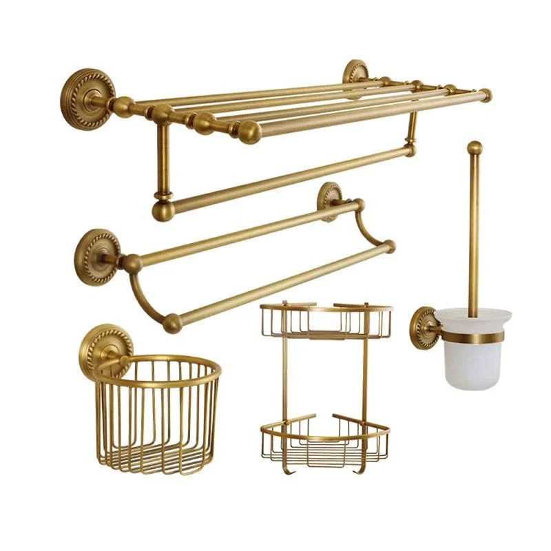 Brass Traditional Bathroom Accessory Set Vintage Bronze Bath Shelf/Towel Bar/Robe Hook -Bathlova