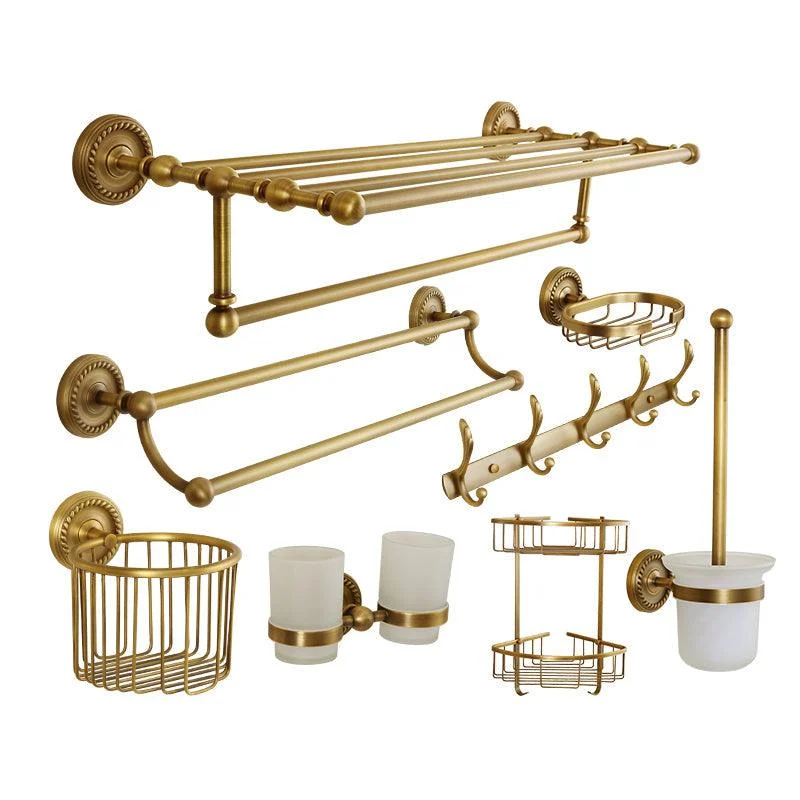 Brass Traditional Bathroom Accessory Set Vintage Bronze Bath Shelf/Towel Bar/Robe Hook -Bathlova