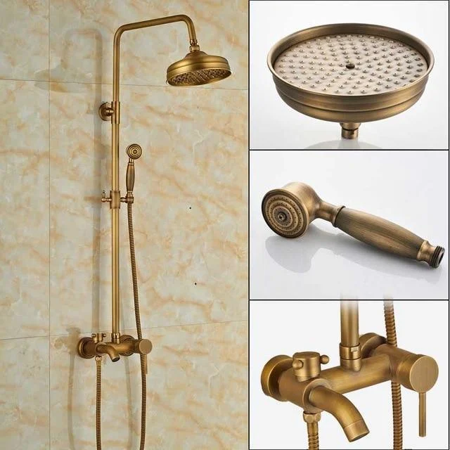 Brass Wall Mounted Bathroom 8" Rainfall Shower Set Tub Mixer Tap with Handheld Shower Sprayer -Bathlova