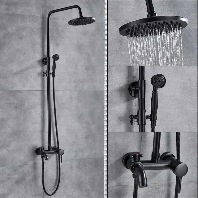 Brass Wall Mounted Bathroom 8" Rainfall Shower Set Tub Mixer Tap with Handheld Shower Sprayer -Bathlova