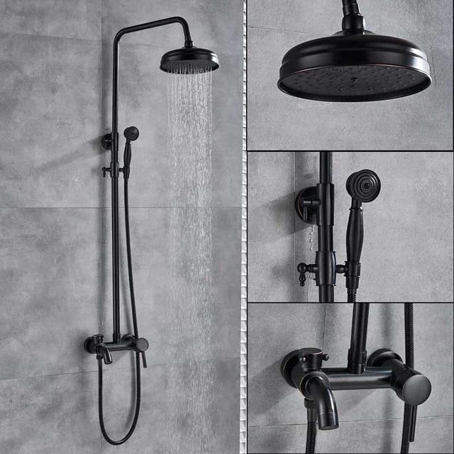 Brass Wall Mounted Bathroom 8" Rainfall Shower Set Tub Mixer Tap with Handheld Shower Sprayer -Bathlova