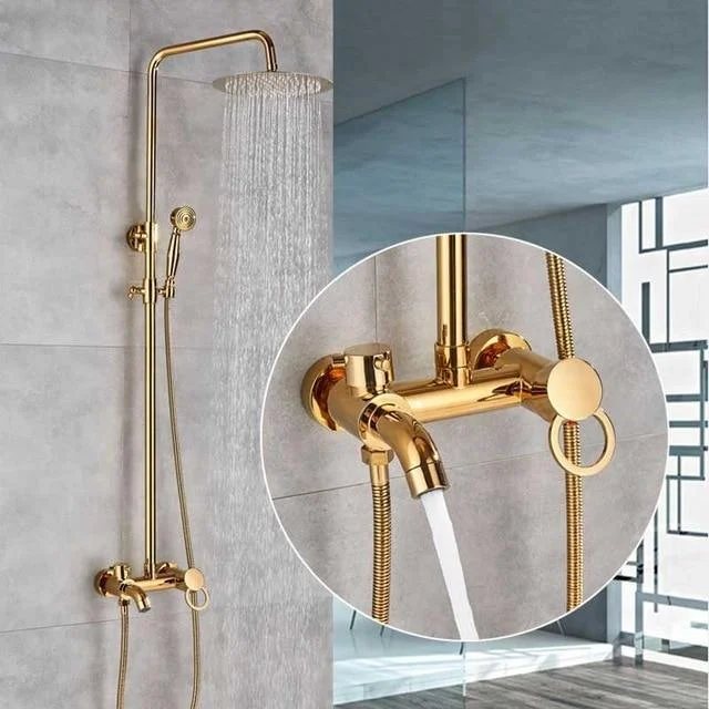 Brass Wall Mounted Bathroom 8" Rainfall Shower Set Tub Mixer Tap with Handheld Shower Sprayer -Bathlova