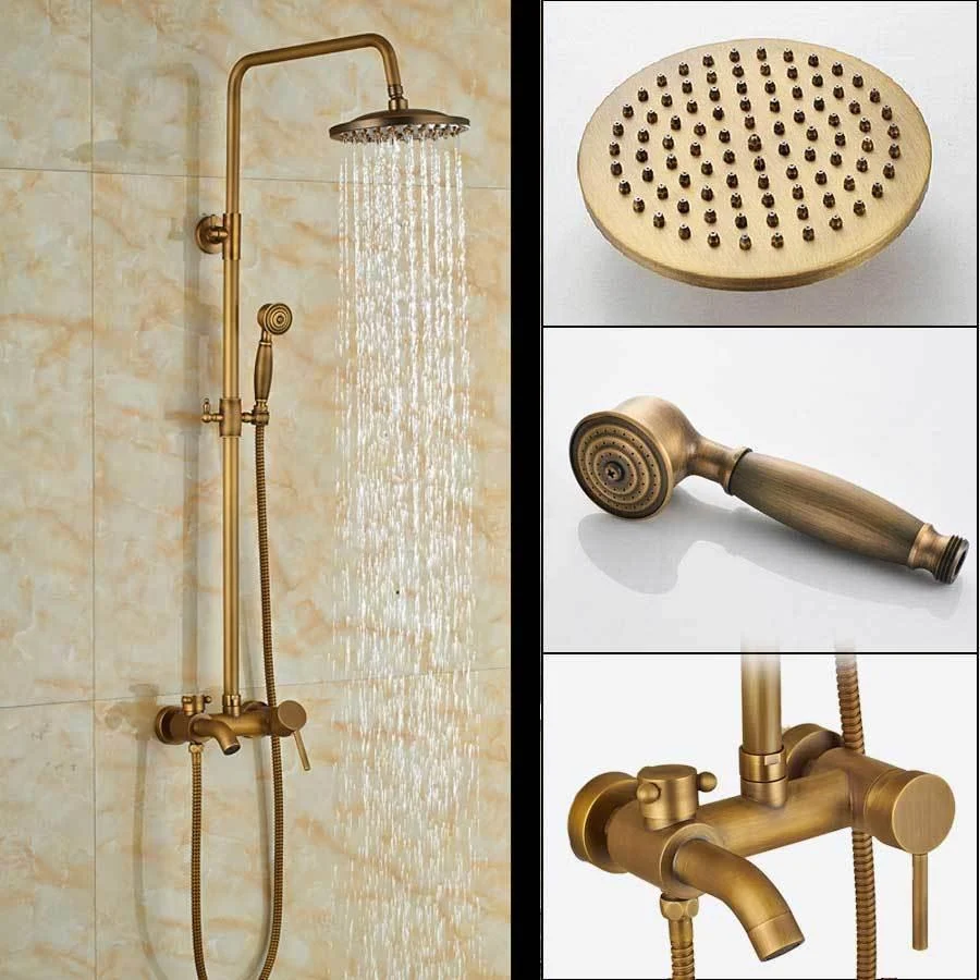 Brass Wall Mounted Bathroom 8" Rainfall Shower Set Tub Mixer Tap with Handheld Shower Sprayer -Bathlova