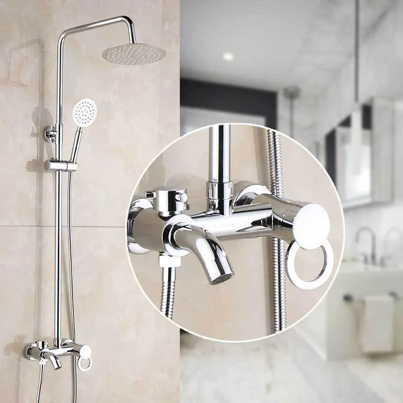 Brass Wall Mounted Bathroom 8" Rainfall Shower Set Tub Mixer Tap with Handheld Shower Sprayer -Bathlova