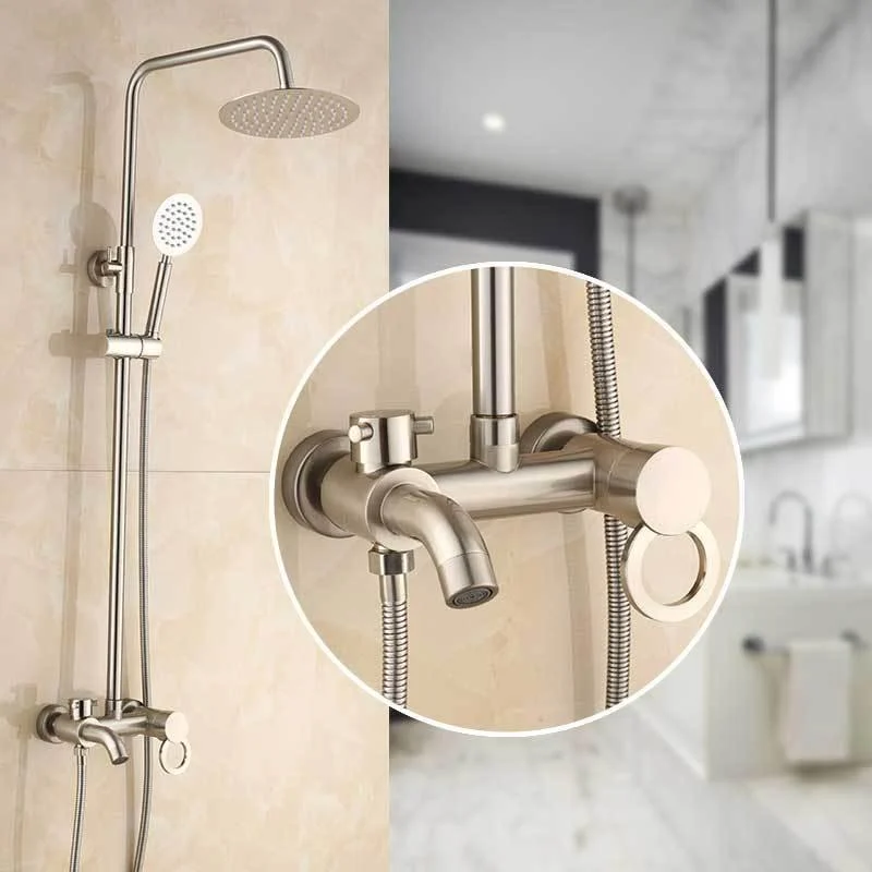 Brass Wall Mounted Bathroom 8" Rainfall Shower Set Tub Mixer Tap with Handheld Shower Sprayer -Bathlova