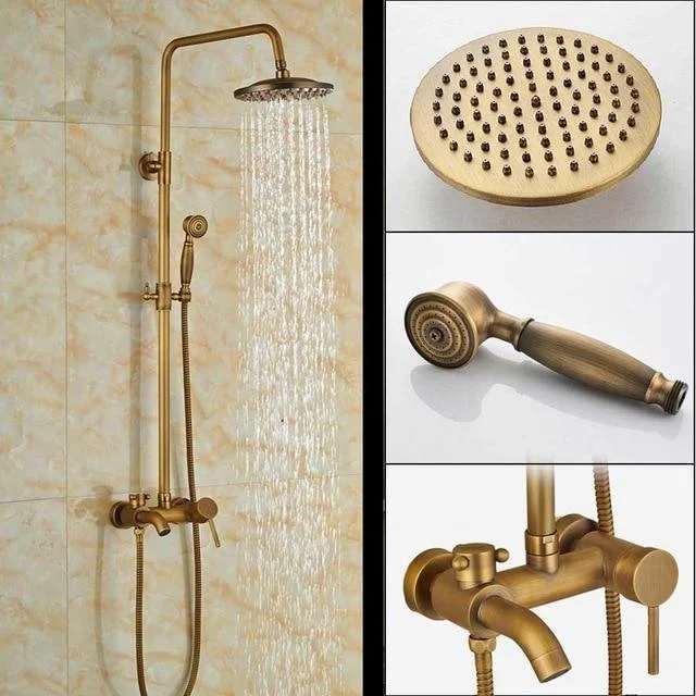 Brass Wall Mounted Bathroom 8" Rainfall Shower Set Tub Mixer Tap with Handheld Shower Sprayer -Bathlova