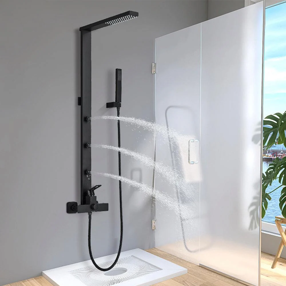 Brass Wall Mounted Shower Column SPA Massage Jets Black Bathroom Shower -Bathlova