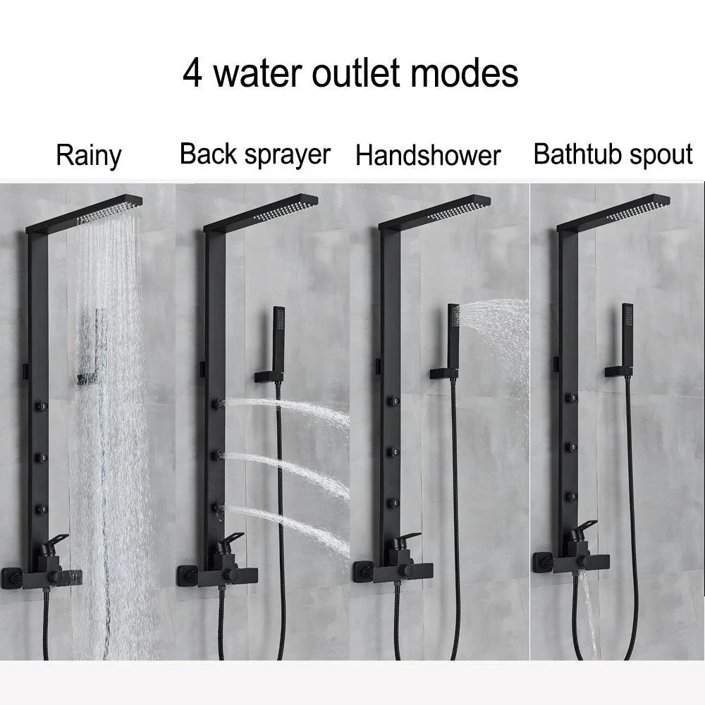 Brass Wall Mounted Shower Column SPA Massage Jets Black Bathroom Shower -Bathlova