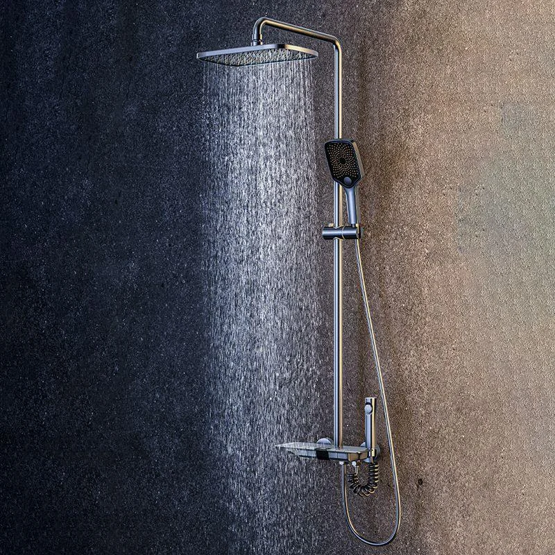 Brass Wall Mounted Shower Combo Rain Shower Set with Slide Bar Included -Bathlova