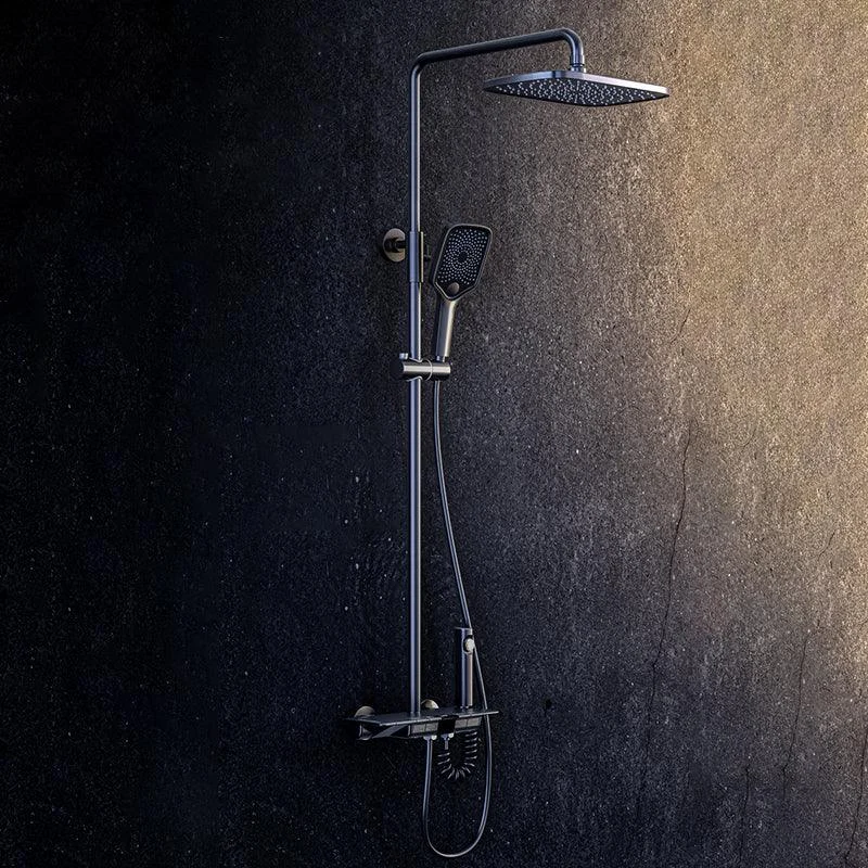 Brass Wall Mounted Shower Combo Rain Shower Set with Slide Bar Included -Bathlova