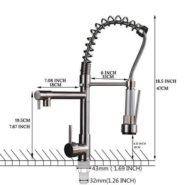 Carylon - LED Kitchen Spring Deck Mounted Tap -Bathlova