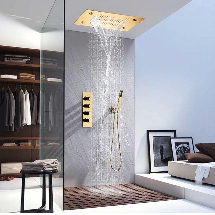 Ceiling Mounted Shower System Raining Jet Handheld Shower Head Shower System -Bathlova