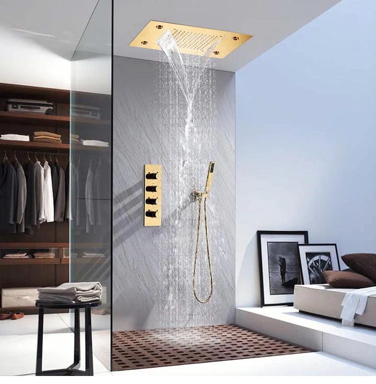 Ceiling Mounted Shower System Raining Jet Handheld Shower Head Shower System -Bathlova