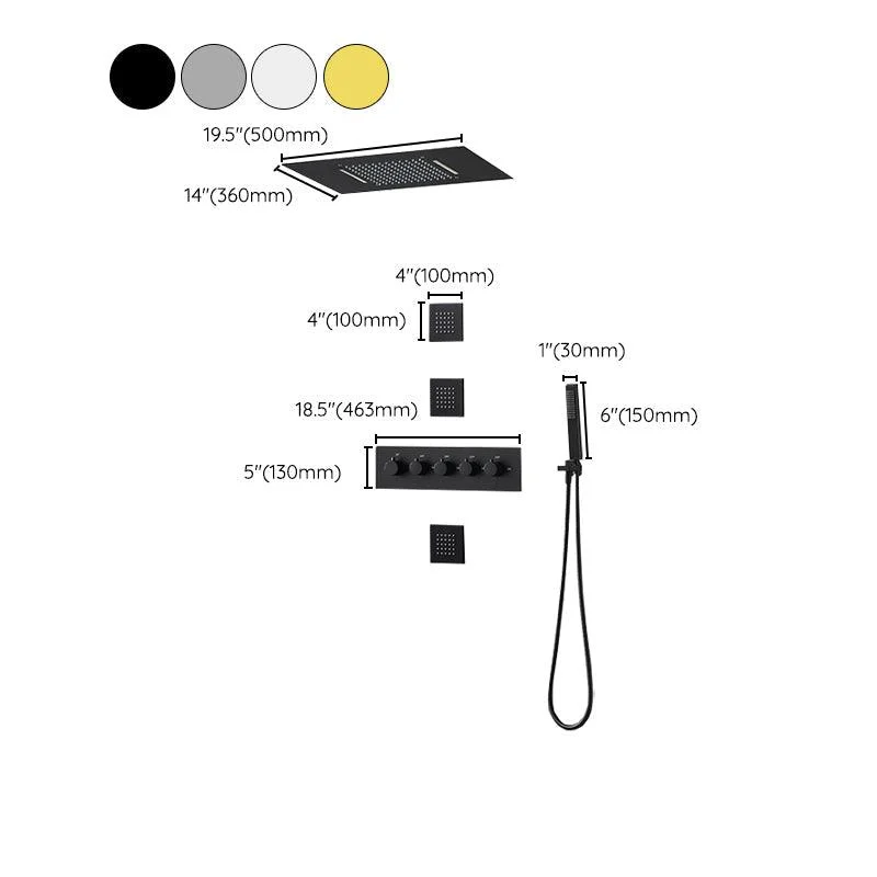 Ceiling Mounted Square Metal Shower Tap Massage Shower System -Bathlova