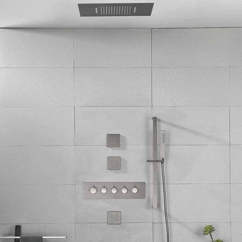 Ceiling Mounted Square Metal Shower Tap Massage Shower System -Bathlova