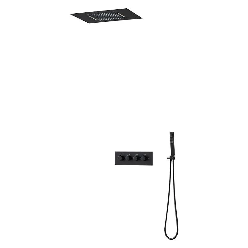 Ceiling Mounted Square Metal Shower Tap Massage Shower System -Bathlova