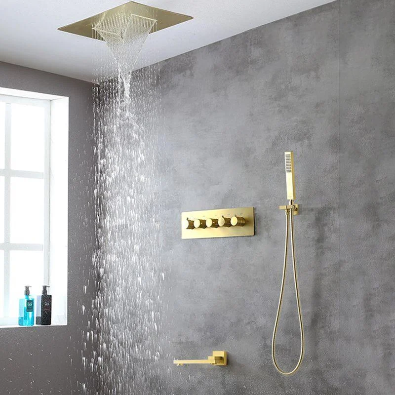 Ceiling Mounted Square Metal Shower Tap Massage Shower System -Bathlova