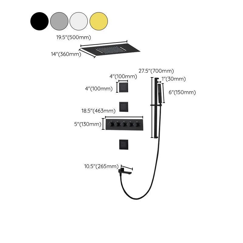 Ceiling Mounted Square Metal Shower Tap Massage Shower System -Bathlova