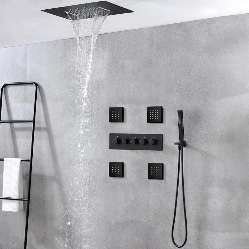 Ceiling Mounted Square Metal Shower Tap Massage Shower System -Bathlova