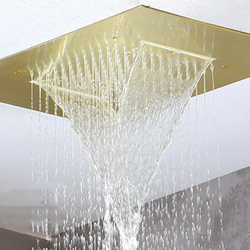 Ceiling Mounted Square Metal Shower Tap Massage Shower System -Bathlova