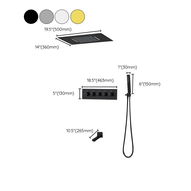 Ceiling Mounted Square Metal Shower Tap Massage Shower System -Bathlova